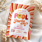 Invitation Summer Retro Super Sun Pool Party Anniversaire