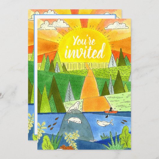 Invitation Summer River Aventure Ado Anniversaire Invitat (Devant / Derrière)