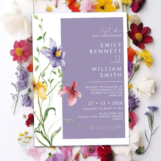 Invitation Summer Romantic Floral Meadow Stylish Wedding