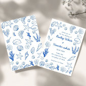 Invitation Summer Seashells Frame Beach Wedding Blue 