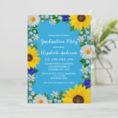 Invitation Summer Sky Blue Floral Graduation Party (Debout devant)