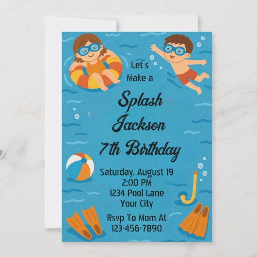 Invitation Summer Splash Birthday (Devant)