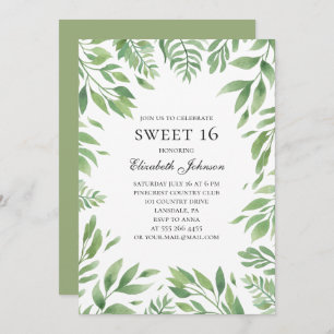 Invitation Summer Sweet 16. Jardin botanique 16e anniversaire