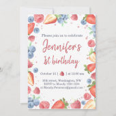 Invitation Summer Sweet Berry fraise 1er anniversaire (Devant)