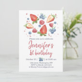 Invitation Summer Sweet Berry fraise 1er anniversaire Invitat (Debout devant)