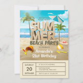 Invitation Summer Tropical Beach Party Adulte Anniversaire (Devant)
