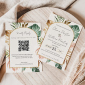 Invitation Summer Tropical Feuille Arch QR Code RSVP Mariage