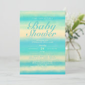 Invitation Summer Turquoise Beach Baby shower neutre Invitati (Debout devant)
