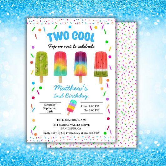 Invitation Summer Two Cool Popsicle 2e fête d'anniversaire