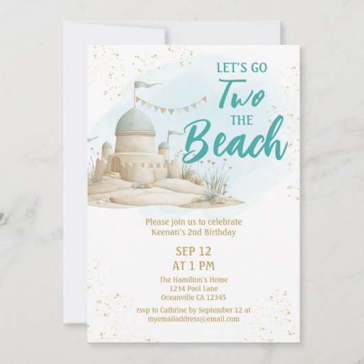 Invitation Summer Two the Beach Second Birthday  (Devant)