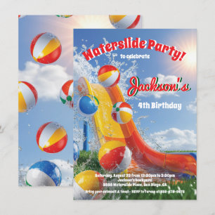 Invitation Summer Water toboggan Pool fête anniversaire