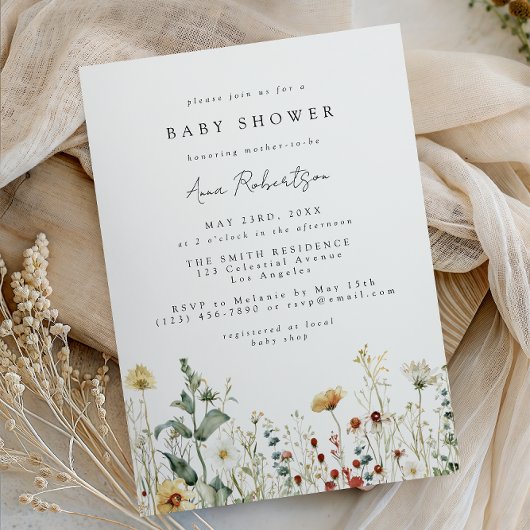 Invitation Summer Wildflower Field Baby Shower