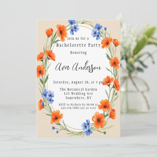Invitation Summer's Embrasser Fleur sauvage Bachelorette Part (Debout devant)