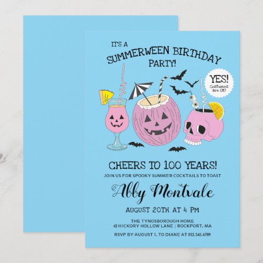 Invitation Summerween 100th Birthday Cocktail Party (Devant / Derrière)