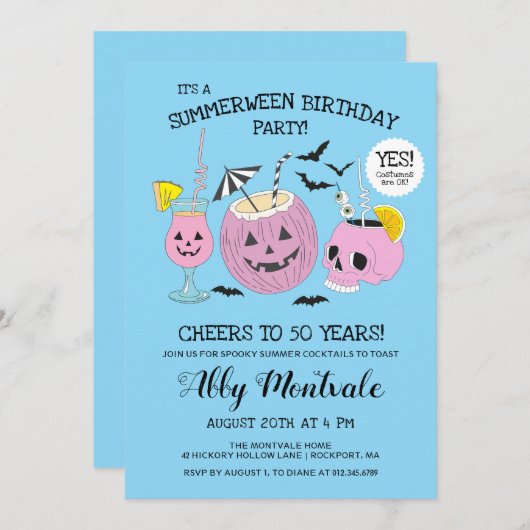 Invitation Summerween 50th Birthday Cocktail Party (Devant / Derrière)