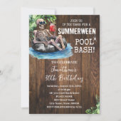 Invitation Summerween Skeleton Tropical Halloween Birthday (Devant)