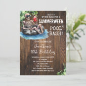 Invitation Summerween Skeleton Tropical Halloween Birthday (Debout devant)