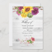 Invitation Sun & Bourgogne Floral QR Code RSVP Russe Mariage (Devant)