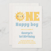 Invitation Sun Boy 1er anniversaire (Devant / Derrière)