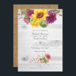 Invitation Sun & Burgundy Plum Floral Rustic QR Code Mariage<br><div class="desc">Des tournesols boho rustiques et des dahlias faire-part de mariage dans les tons bordeaux et soleil. Idéal pour un thème ou un mariage de jardin. Le code QR au verso dirige vers votre site mariage où les gens peuvent en savoir plus et rsvp.</div>