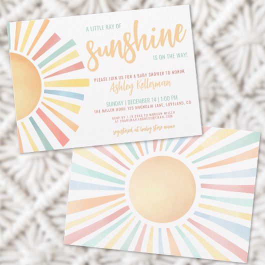 Invitation Sun Little Ray Of Sunshine Baby shower