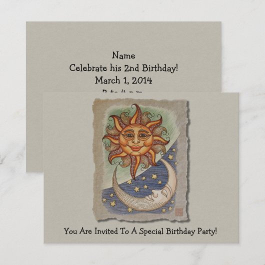 Invitation Sun Moon & Stars (Devant / Derrière)