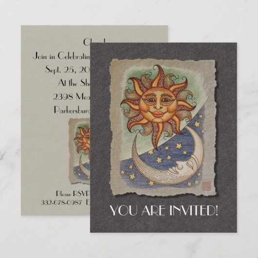 Invitation Sun Moon & Stars (Devant / Derrière)