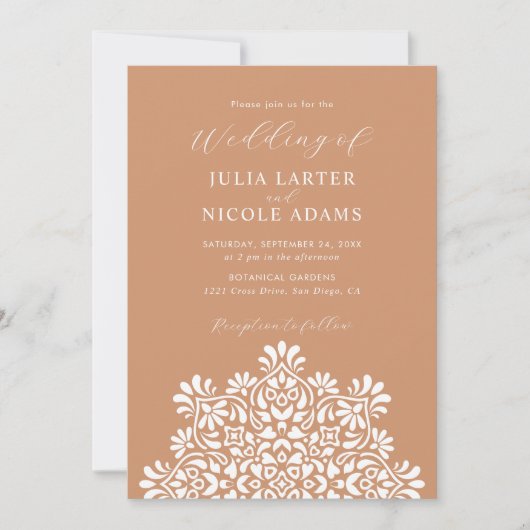 Invitation Sun Rising Boho Rustic Floral Mandala Wedding (Devant)