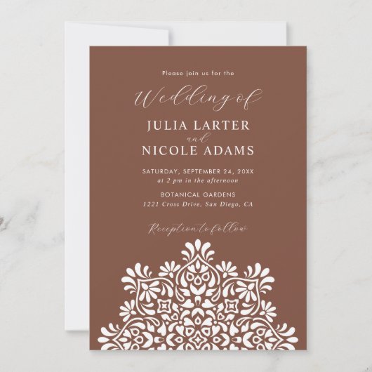 Invitation Sun Rising Boho Rustic Floral Mandala Wedding (Devant)