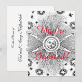 Invitation Sun Stars Antique Nuit Ciel Médiéval Zodiac (Devant / Derrière)