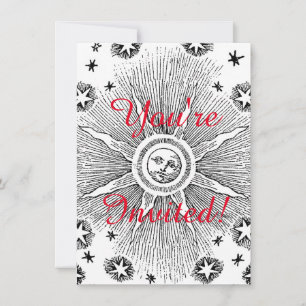 Invitation Sun Stars Antique Nuit Ciel Médiéval Zodiac