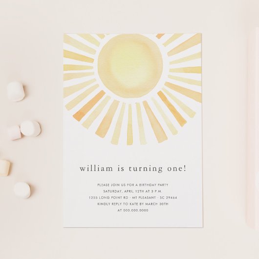 Invitation Sun Sunshine Boho Première fête d'anniversaire