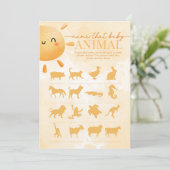 Invitation Sun Sunshine Nom que bébé animal douche jeu (Debout devant)