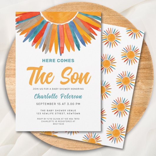Invitation Sun Voici le Baby shower du garçon Fils