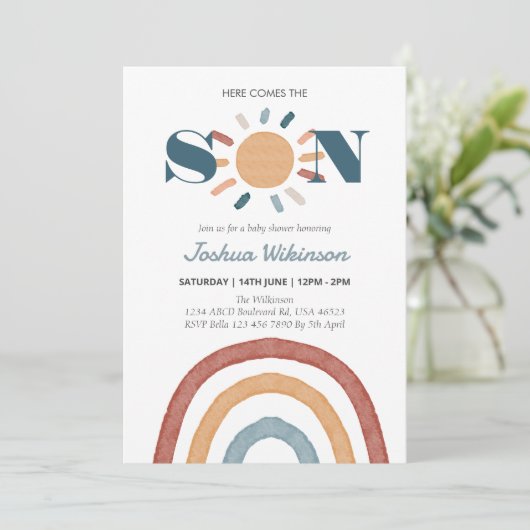 Invitation Sun Voici le baby shower Son (Debout devant)