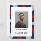 Invitation Sunburst | Crimson Navy Grey Photo Graduation (Devant)