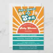 Invitation Sunburst Lumineux Turquoise Voici Le Fils Douche (Devant)