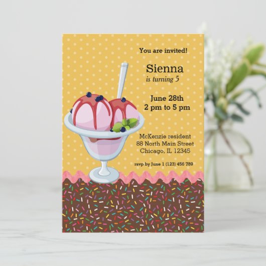 Invitation Sundae * choisir la couleur arrière - plan (Debout devant)