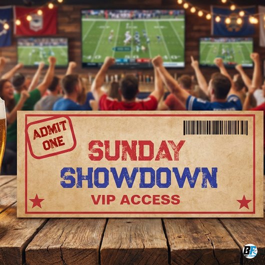 Invitation Sunday Showdown VIP Football Party Ticket