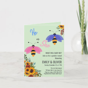 Invitation Sunflowe abeille oiseau garçon ou fille sexe révél