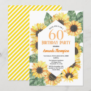 Invitation Sunflower 60e fête d'anniversaire Femmes