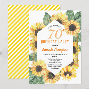 Invitation Sunflower 70e fête d'anniversaire Femmes