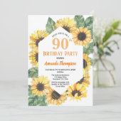 Invitation Sunflower 90e fête d'anniversaire Femmes (Debout devant)