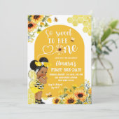 Invitation Sunflower Afro Fille Miel Premier Jour de l'abeill (Debout devant)