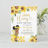 Invitation Sunflower Afro Little Honey Bee Baby shower (Debout devant)