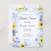Invitation Sunflower and Dusty Blue Rose Bridal Shower (Devant)