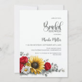 Invitation Sunflower and Red Rose Floral Bridal Shower (Devant)