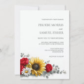 Invitation Sunflower and Red Rose Floral Wedding (Devant)
