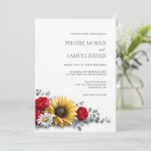 Invitation Sunflower and Red Rose Floral Wedding (Debout devant)