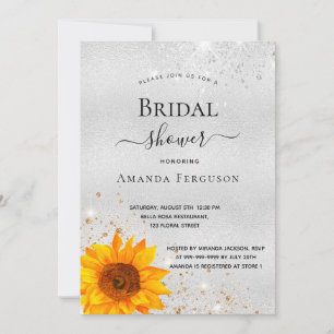 Invitation Sunflower argent parties scintillant douche nuptia